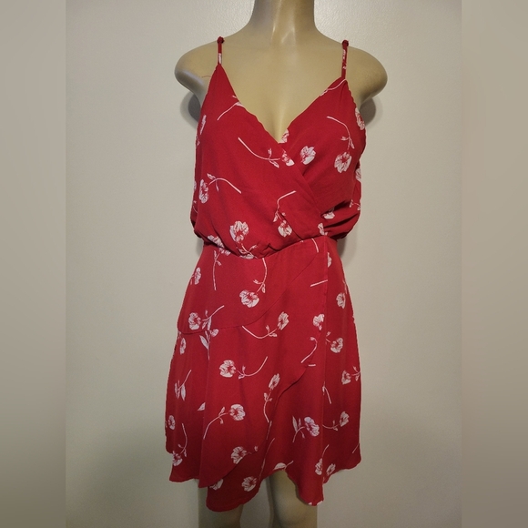 LUSH Red Floral Dress Summer Beach Sundress - Picture 1 of 5